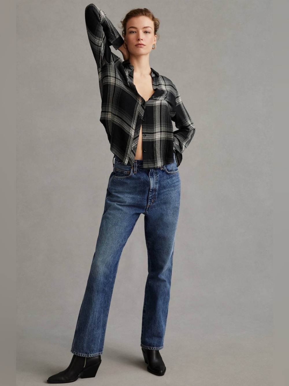 NWT Anthropologie Cloth & Stone Plaid Button Up Shirt XL - Picture 4 of 15